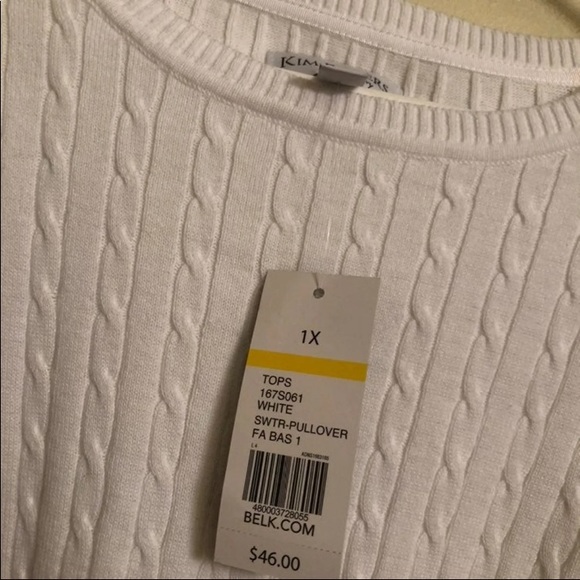 Kim Rogers Curvy White Cableknit Sweater Size 1X - Picture 5 of 8